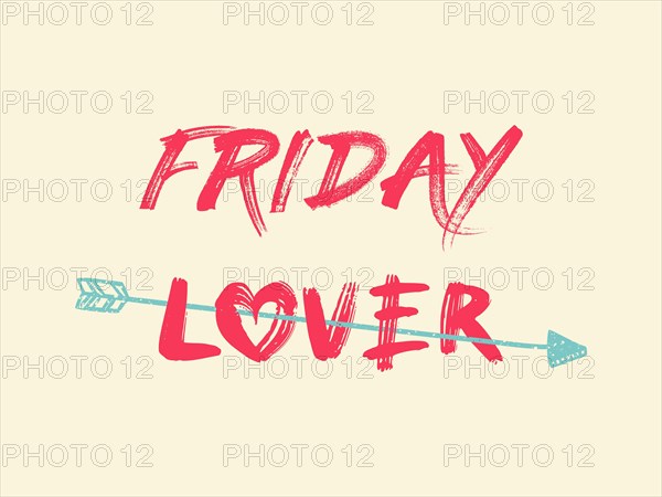 Friday lover trendy text art design for printing. Positive and original typography illustration isolated on white background