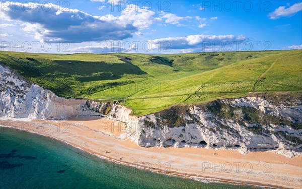 White Cliffs over Jurassic Coast and Durdle Door