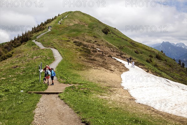 Ridge hiking trail Fellhorngrat between Fellhorn summit and Soellerkopf