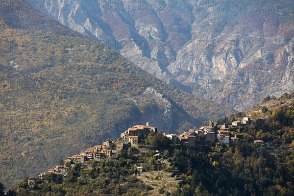 Autumn in the Ligurian Alps with a view of Triora Liguria