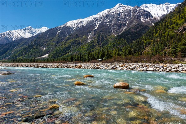 Baspa river in Himalayas mountains. Sangla Valley