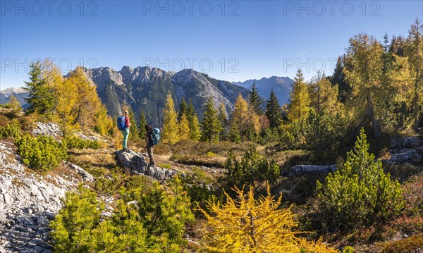 Two hikers in the landscape