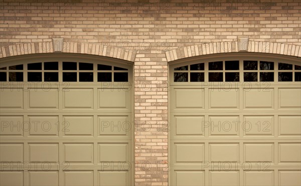 Abstract of modern home brick and garage doors