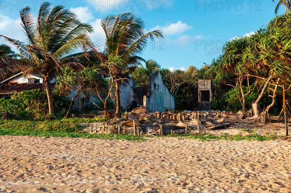 Ruins of a house on beach destroyed by tsunami