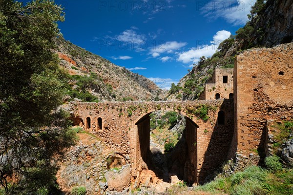 Riuns of abandoned Katholiko monastery church in Avlaki gorge