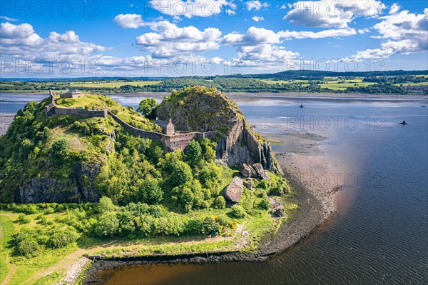 Dumbarton Castle over River Clyde and River Leven
