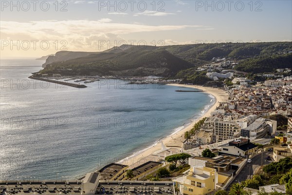 Beautiful cityscape of Sesimbra by Atlantic Ocean