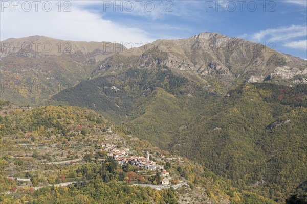 Autumn in the Ligurian Alps with a view of Corte