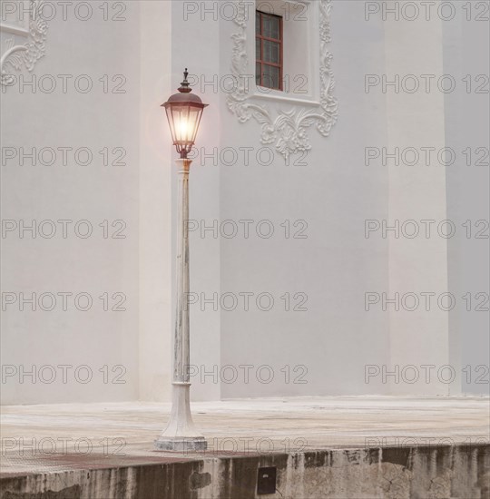 A lantern pole in a square with copy space