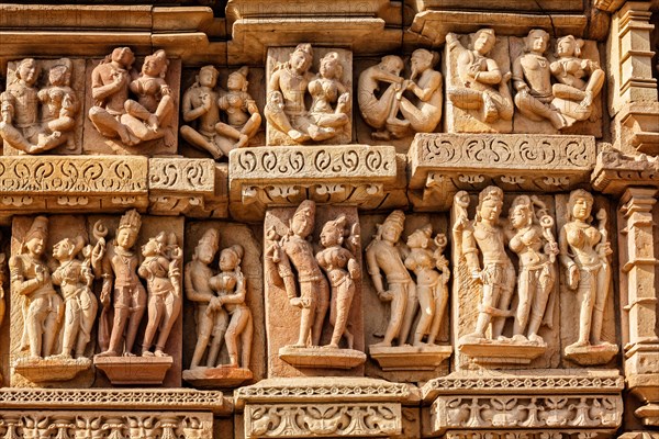 Stone carving bas relief sculptures on Adinath Jain Temple