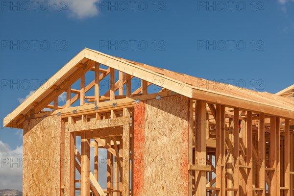 Wood home framing abstract at construction site