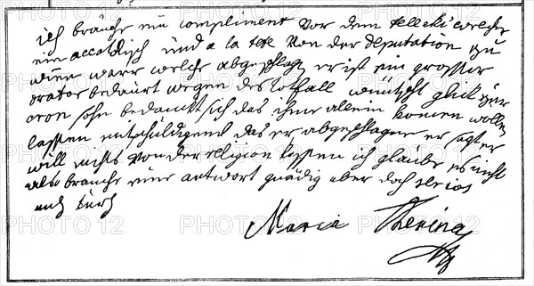 Letter from Empress Maria Theresa to the State Chancellor Wenzel Anton Count Kaunitz-Rietberg