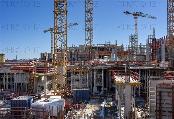 Major construction site at Ueberseequartier and Hafencity