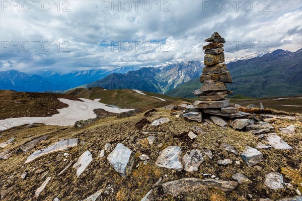 Stone cairn in Himalayas