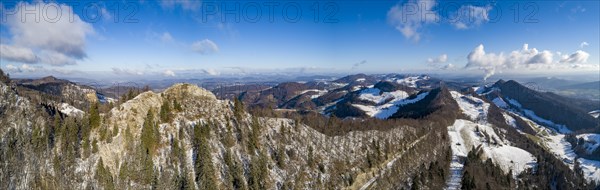 Belchenflueh and view of the first Jura mountains in winter