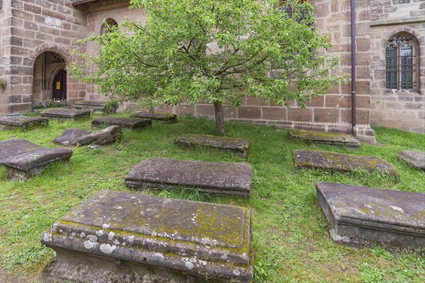 Old graves in the churchyard of the fortified church of St. George