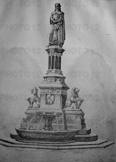 The monument of Walther von der Vogelweide in 1870