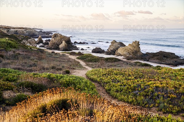 Beautiful landscape and seascape with rock formation in Samoqueira Beach