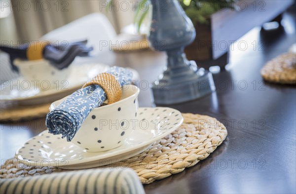 Beautiful abstract of dining table with place settings