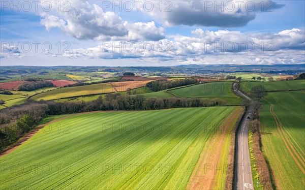 Fields and Meadows over English Village