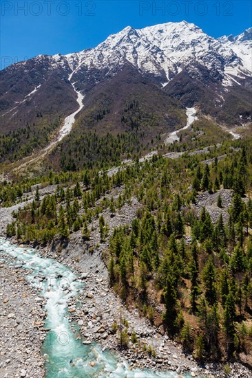 Himalayas and Baspa River. Sangla valley