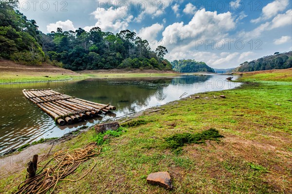 Bamboo raft in Periayar lake in Periyar Wildlife Sanctuary