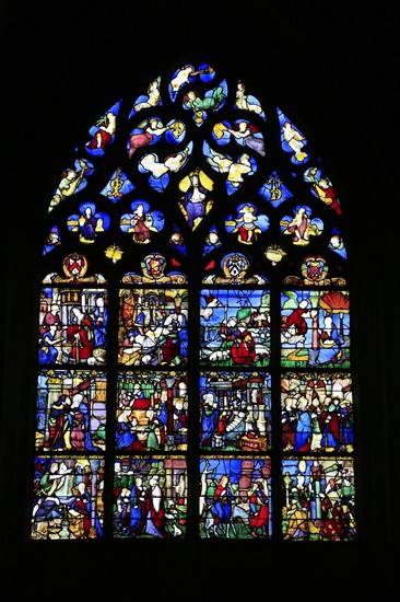 Leaded glass window Life of the Virgin in the Collegiate Church of Notre-Dame-en-Vaux