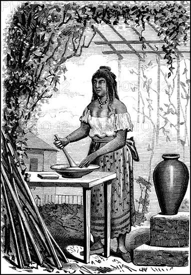 Peasant woman in Mexico preparing food