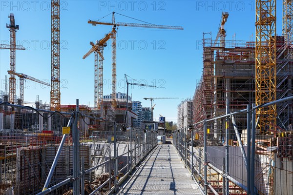 Major construction site at Ueberseequartier and Hafencity