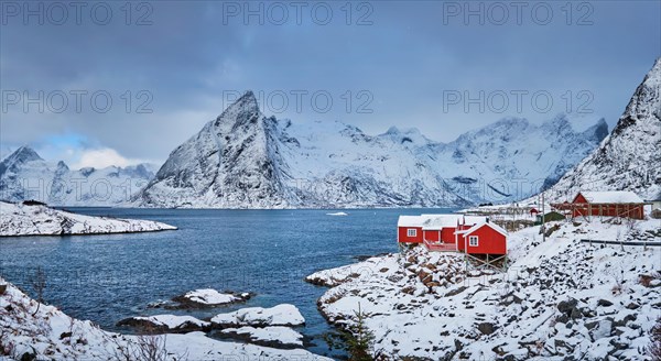 Panorama of Iconic Hamnoy fishing village on Lofoten Islands