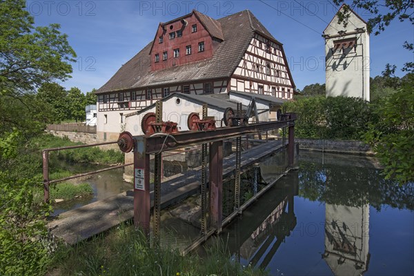 Mill weir at an art mill on the Schwabach