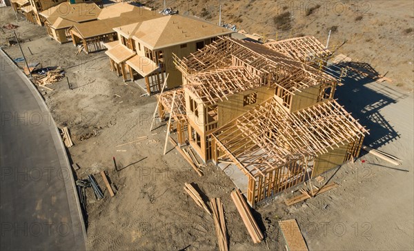 Aerial view of new homes construction site