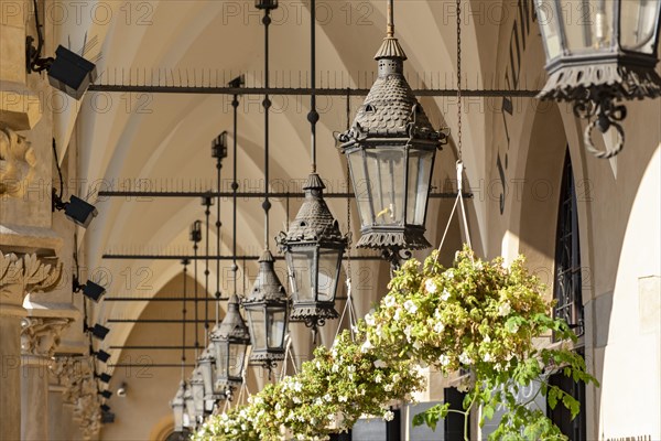 Lanterns at Arcades of Sukiennice Cloth Hall