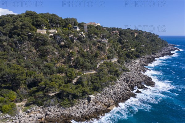 Aerial view of the Villa Del Mare estate at Cap Martin with pool and helipad