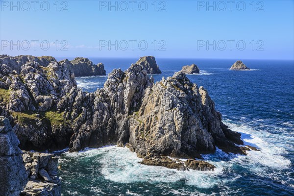 View from the Monument Aux Bretons at Pointe de Pen Hir on the rocks Les Tas de Pois