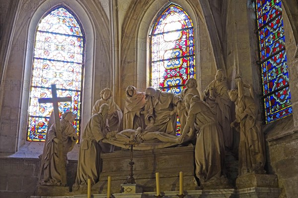 Gothic chapel in the choir ambulatory with group of figures Lamentation of Christ