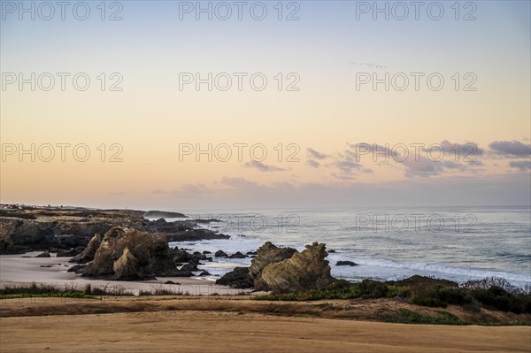Beautiful landscape and seascape with rock formation in Samoqueira Beach