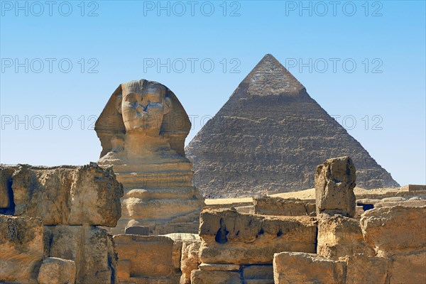 Frontal view of the head of the Sphinx of Giza