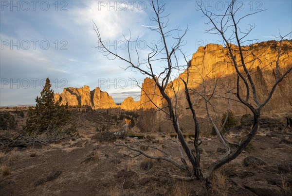 Red rock walls at sunrise