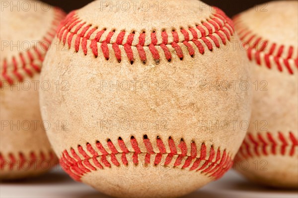 Macro abstract detail of worn leather baseball