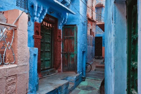 Blue houses in streets of of Jodhpur