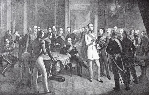 First meeting of the members of the Dresden Conference in the Bruehl Palace in 1850