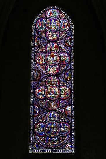 Leaded glass window in Notre Dame Cathedral of Chartres