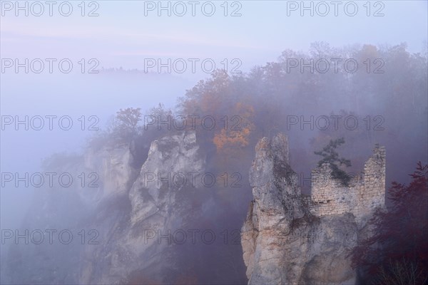 Ruine gebrochen Gutenstein im Nebel