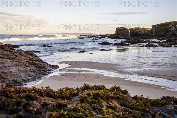 Beautiful landscape and seascape with rock formation in Samoqueira Beach