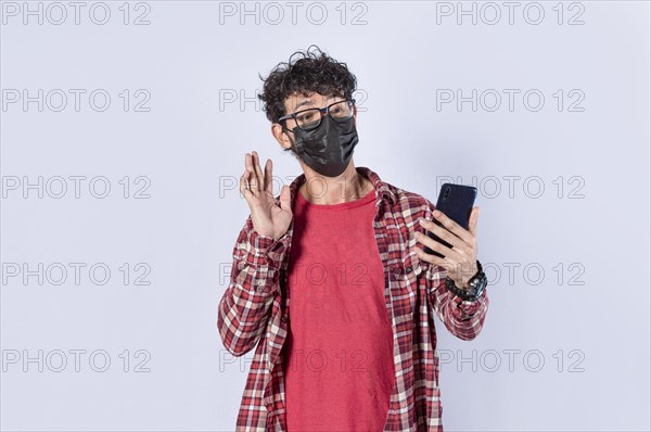 Man making video call isolated