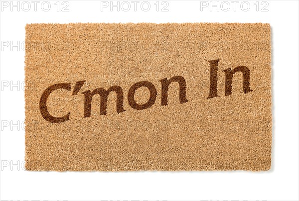 Cmon in welcome mat isolated on A white background