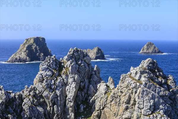 View from the Monument Aux Bretons at Pointe de Pen Hir on the rocks Les Tas de Pois