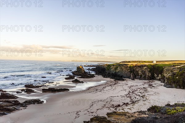 Beautiful landscape and seascape with rock formation in Samoqueira Beach