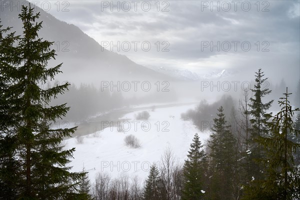 Rissbach valley with fog